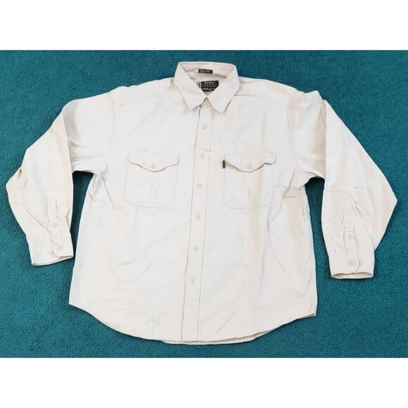 Eddie Bauer Legend Elkhorn Size Large Cream Heavy Cotton Large Shirt Outdoors - Picture 1 of 6